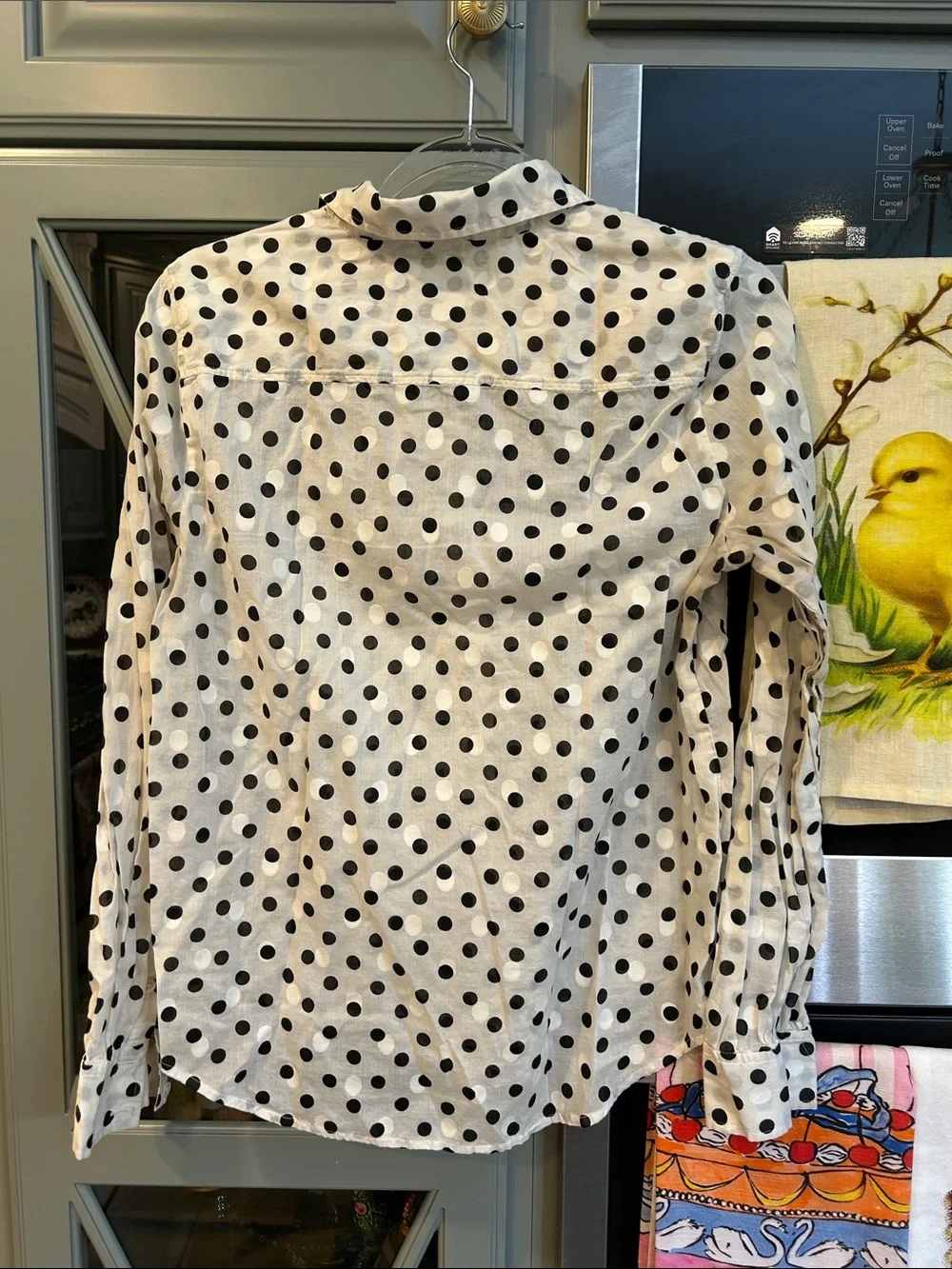 J. Crew Polka Dot Cotton Popover Shirt Medium